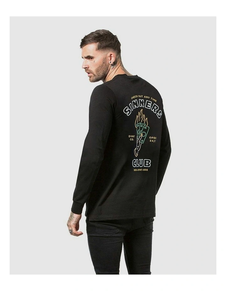 Sinners Club Long Sleeve Tee in Black image 2