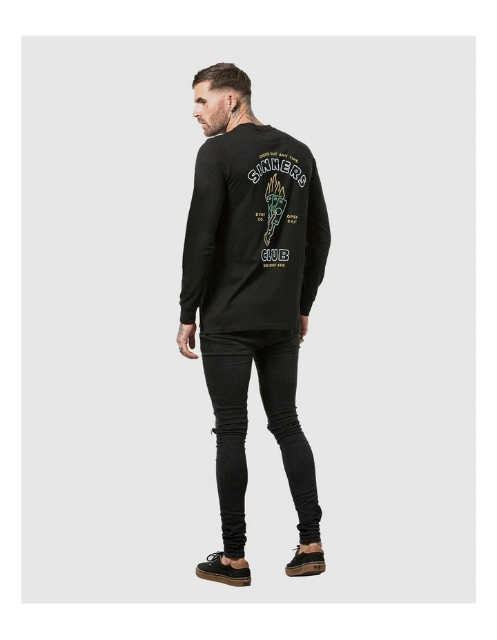 Sinners Club Long Sleeve Tee in Black image 6