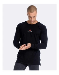 Barbed Rose Long Sleeve Tee in Black