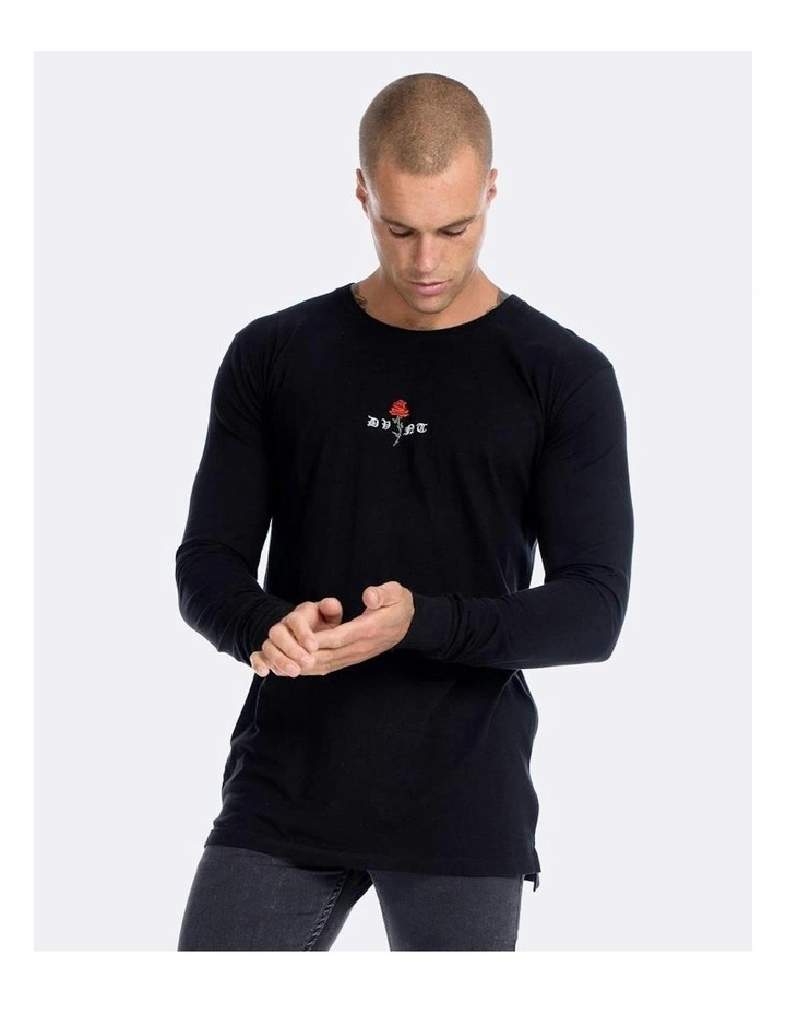 Barbed Rose Long Sleeve Tee in Black image 1
