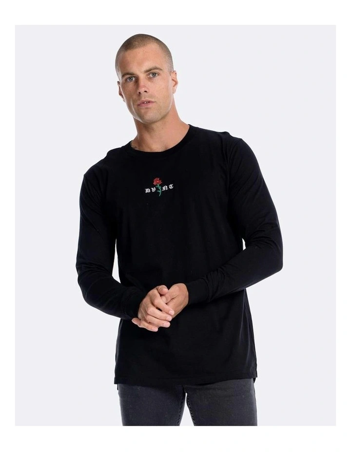 Barbed Rose Long Sleeve Tee in Black image 3