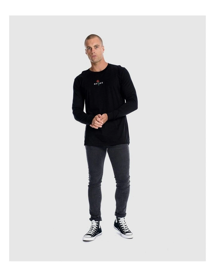 Barbed Rose Long Sleeve Tee in Black image 7