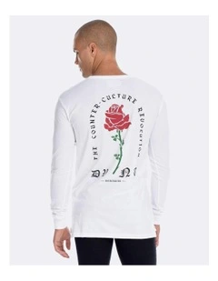 Barbed Rose Long Sleeve Tee in White