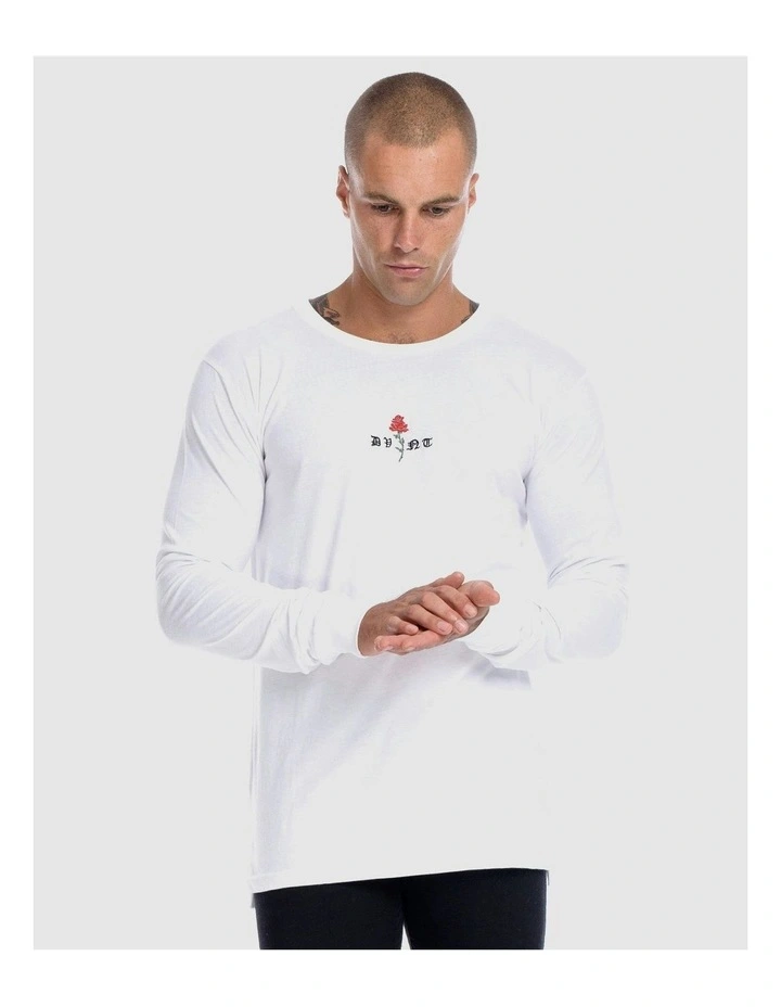 Barbed Rose Long Sleeve Tee in White image 4