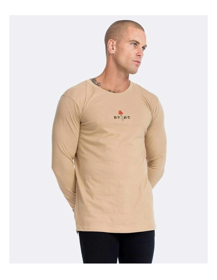 Barbed Rose Long Sleeve Tee in Camel image 1