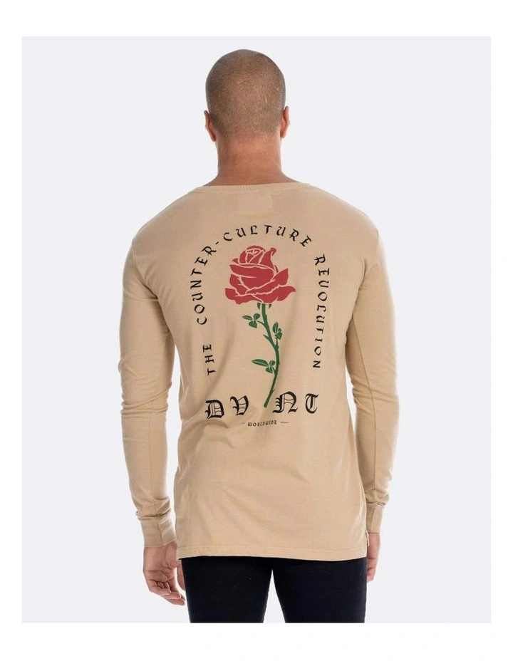 Barbed Rose Long Sleeve Tee in Camel image 2