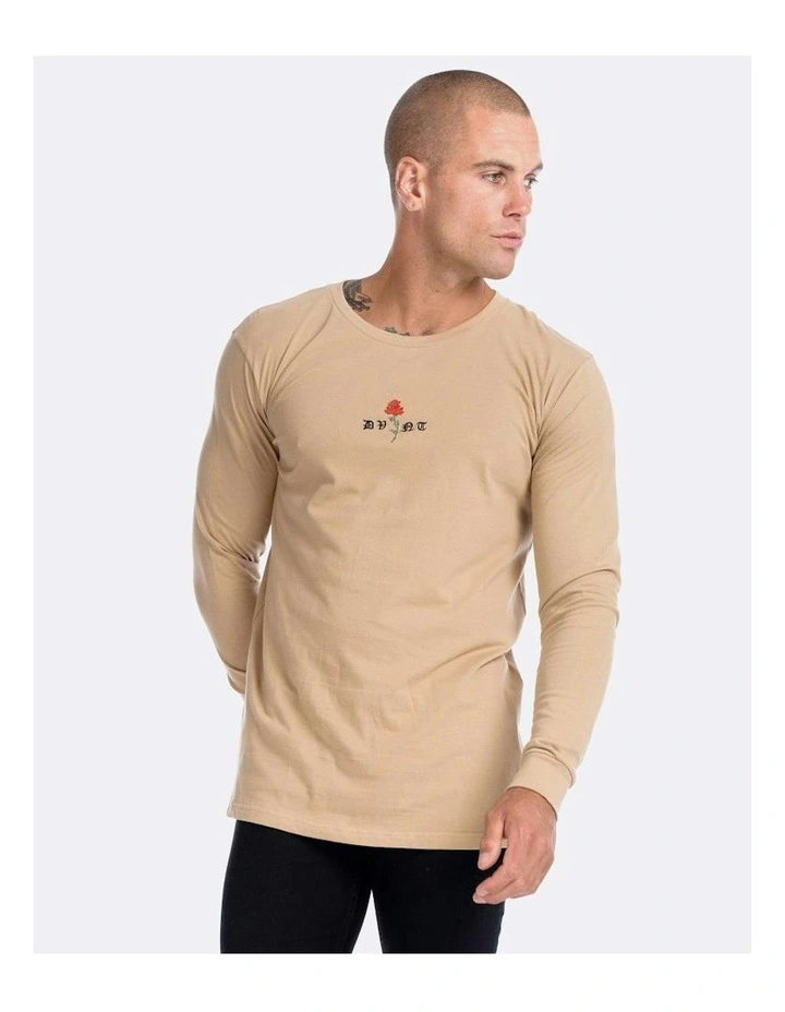 Barbed Rose Long Sleeve Tee in Camel image 3