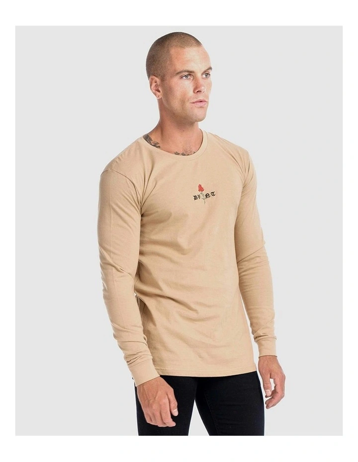 Barbed Rose Long Sleeve Tee in Camel image 4