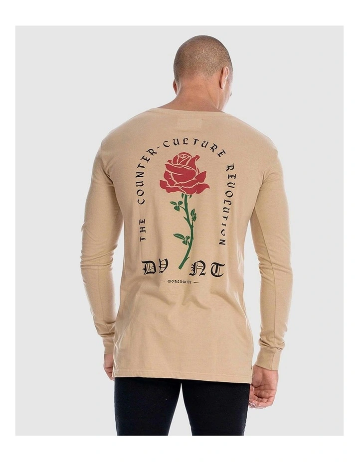 Barbed Rose Long Sleeve Tee in Camel image 6