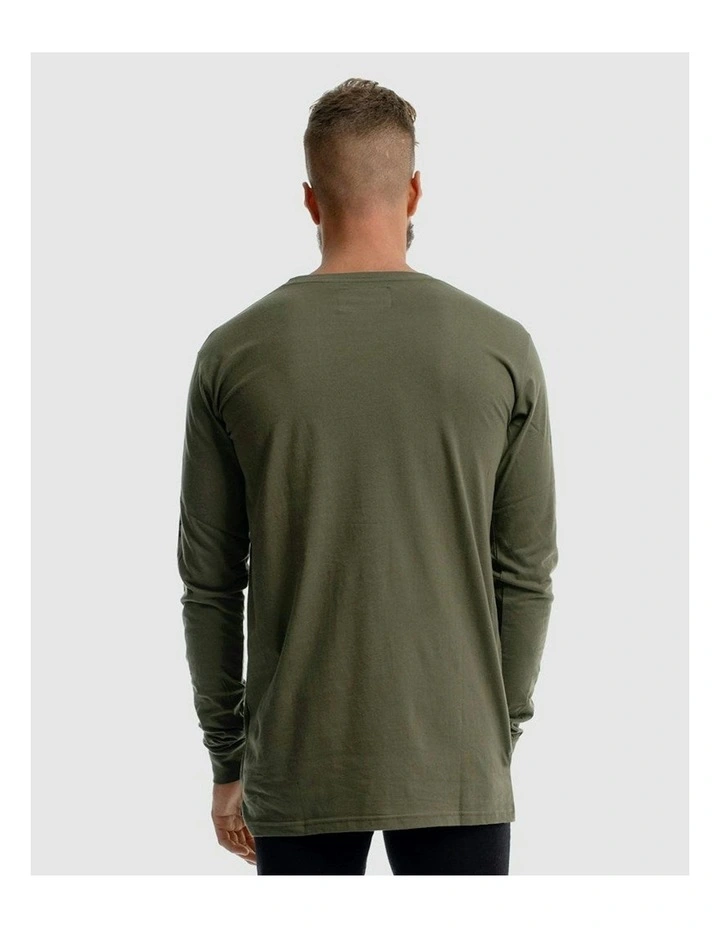 Deluxe Long Sleeve Tee in Olive image 2