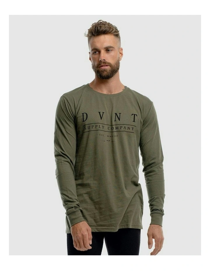 Deluxe Long Sleeve Tee in Olive image 3