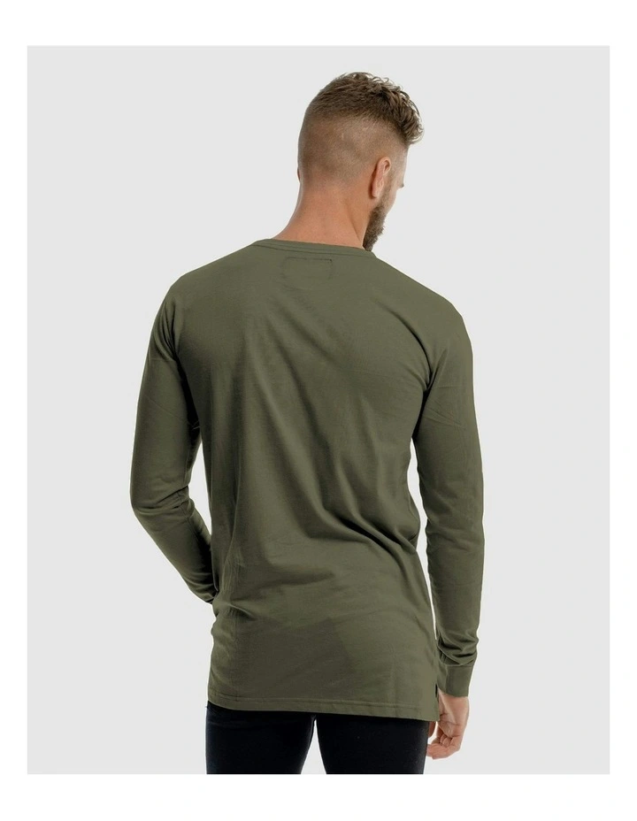 Deluxe Long Sleeve Tee in Olive image 4