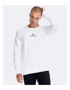 Barbed Rose Crewneck Sweater in White