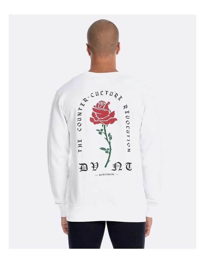 Barbed Rose Crewneck Sweater in White image 2
