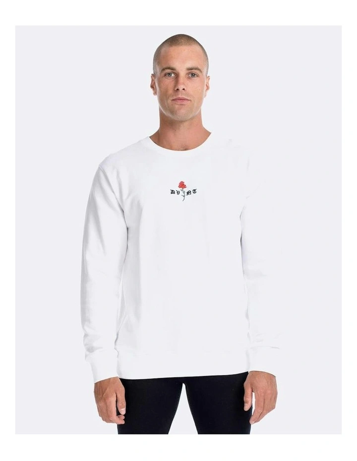 Barbed Rose Crewneck Sweater in White image 3