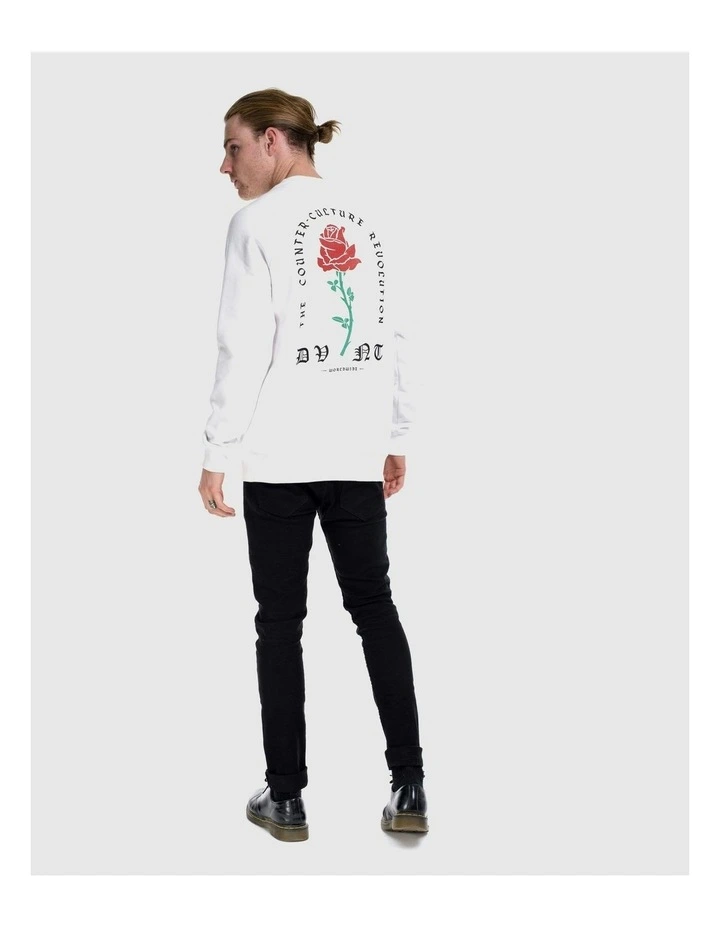 Barbed Rose Crewneck Sweater in White image 4