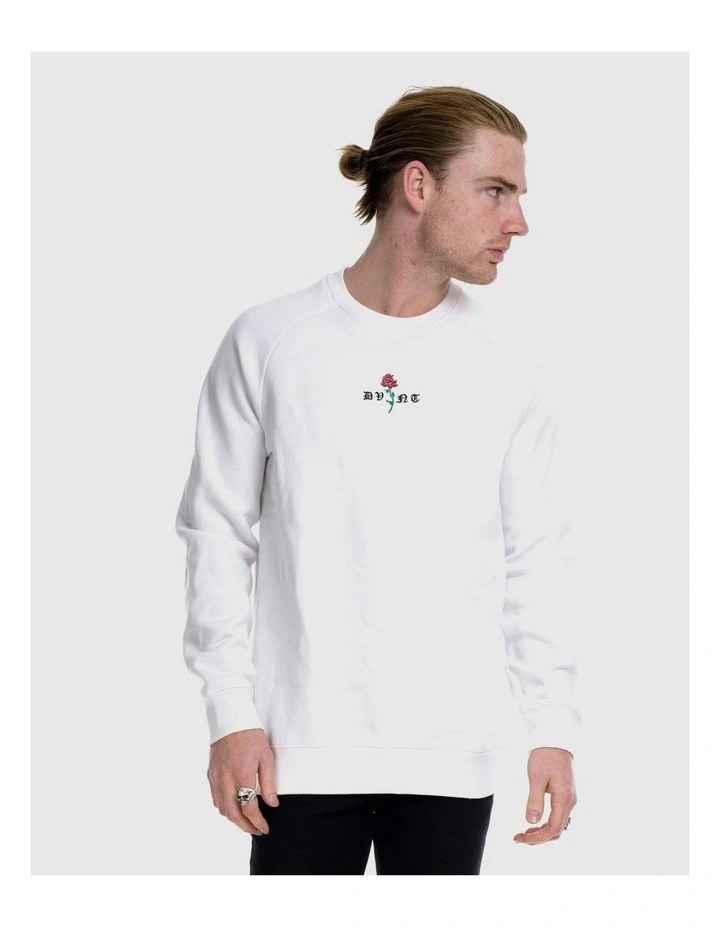 Barbed Rose Crewneck Sweater in White image 5