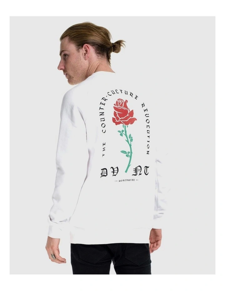Barbed Rose Crewneck Sweater in White image 6