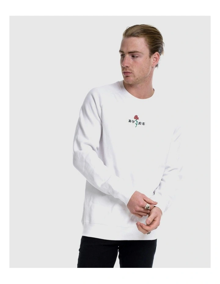 Barbed Rose Crewneck Sweater in White image 7