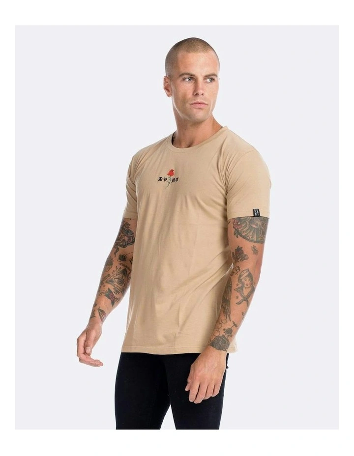 Barbed Rose Tee in Beige image 1