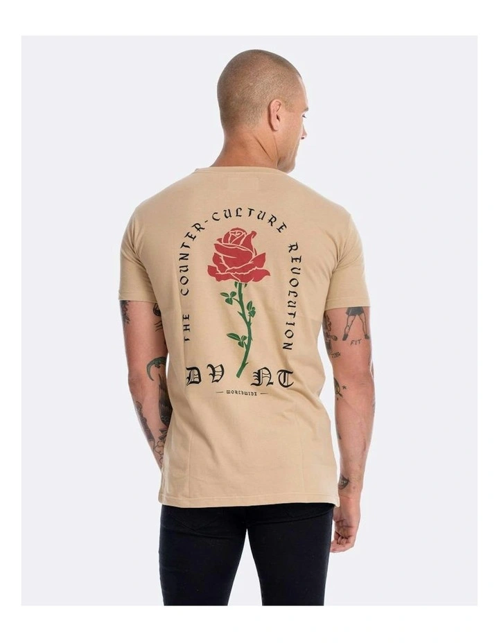 Barbed Rose Tee in Beige image 2