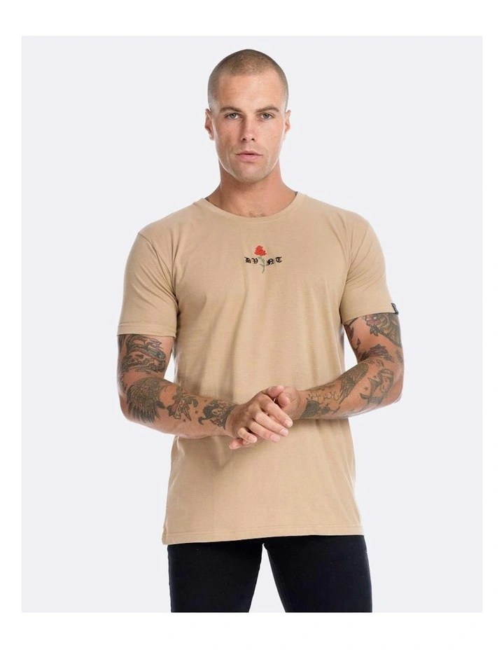 Barbed Rose Tee in Beige image 3
