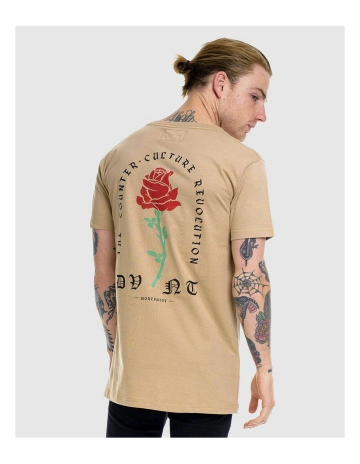 Barbed Rose Tee in Beige image 4