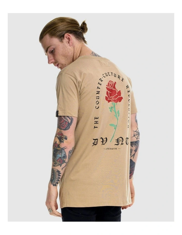 Barbed Rose Tee in Beige image 6