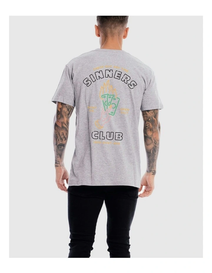 Sinners Club Tee in Grey Marle image 4