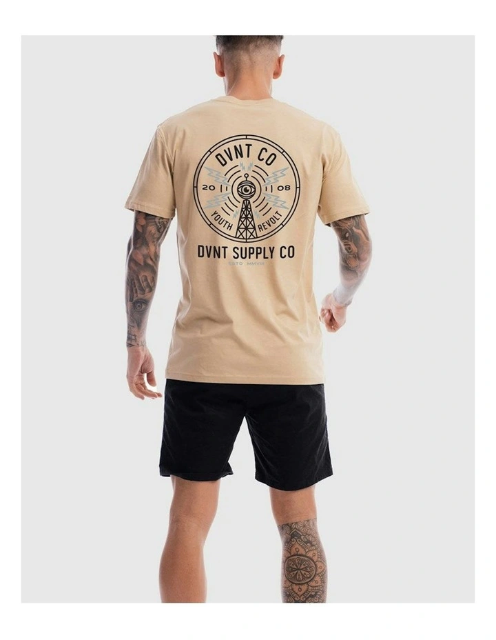 Radio Revolt Tee in Camel image 2