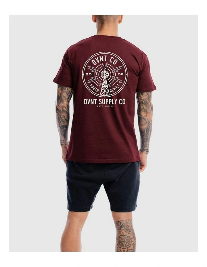 Radio Revolt Tee in Burdundy image 2