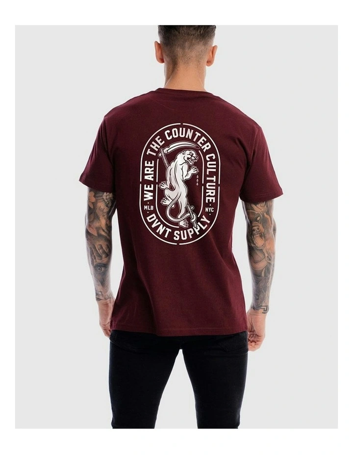 Panther Tee in Burgundy image 2