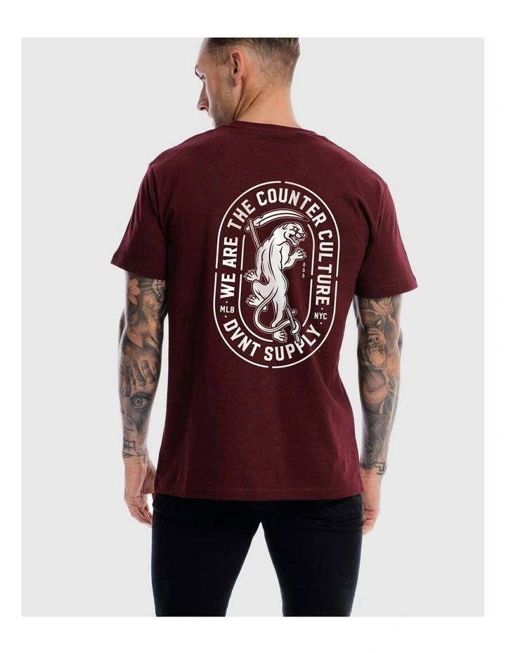 Panther Tee in Burgundy image 4