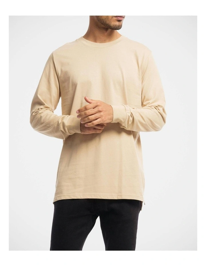 Devoid Premium Long Sleeve Tee in Beige image 1