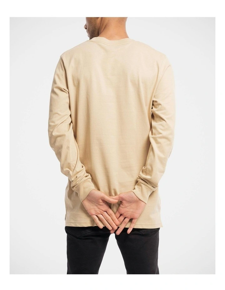 Devoid Premium Long Sleeve Tee in Beige image 2