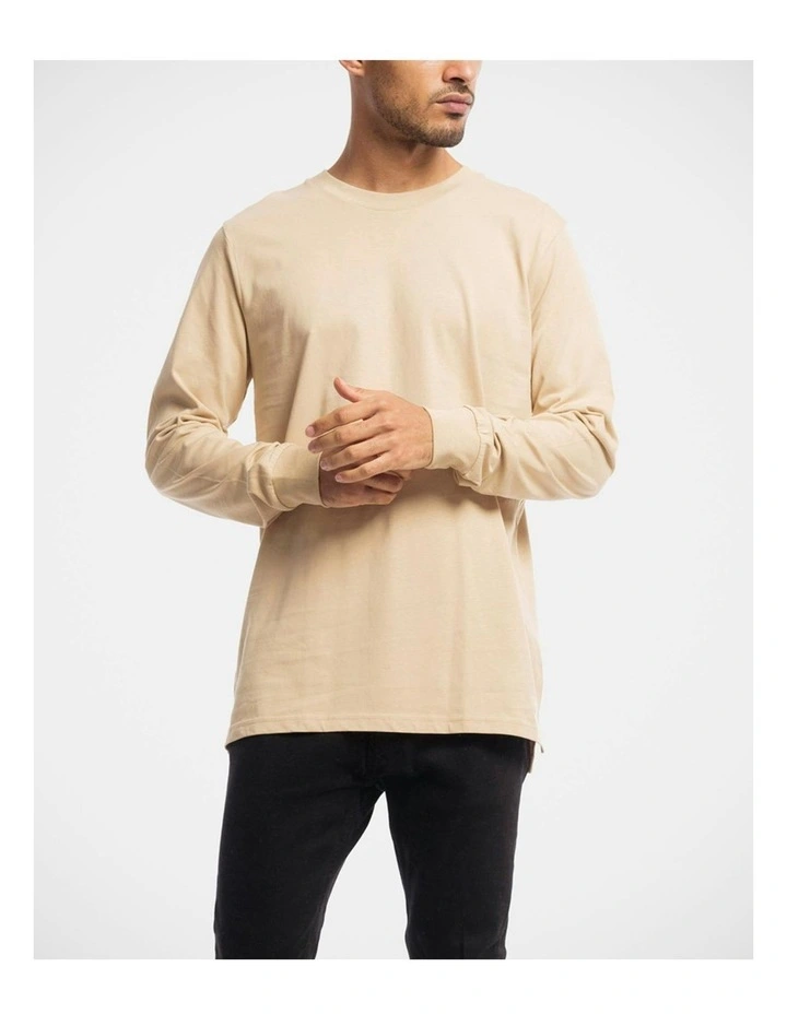 Devoid Premium Long Sleeve Tee in Beige image 6