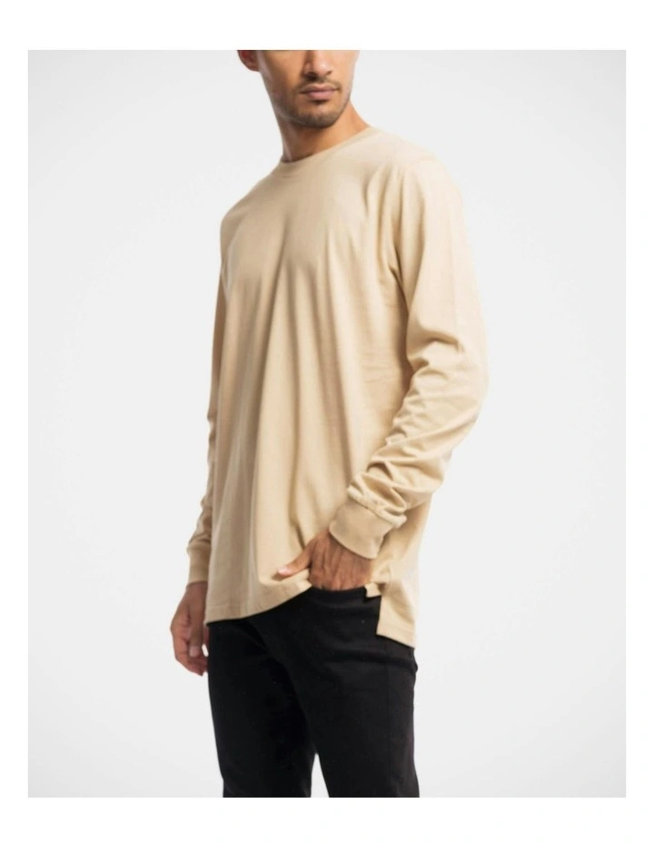 Devoid Premium Long Sleeve Tee in Beige image 7