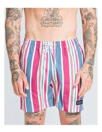 Candy Stripe Swim Shorts in Pink
