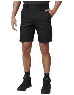 Core Basic Stretch Drill Cargo Shorts in Black