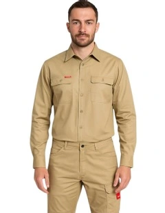 Heritage Workers Long Sleeve Shirt in Khaki