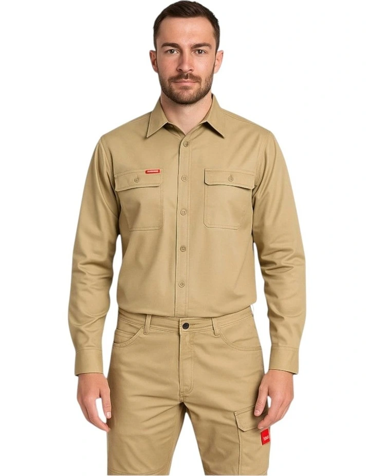 Heritage Workers Long Sleeve Shirt in Khaki image 1