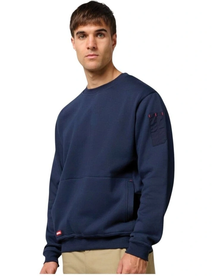 Fleece Crew Jumper in Navy image 3