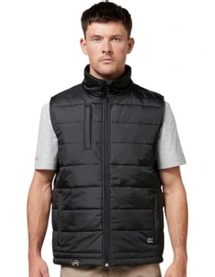 Mens Hard Yakka Puffa 2.0 Vest Waterproof Winter Zip Up in Black