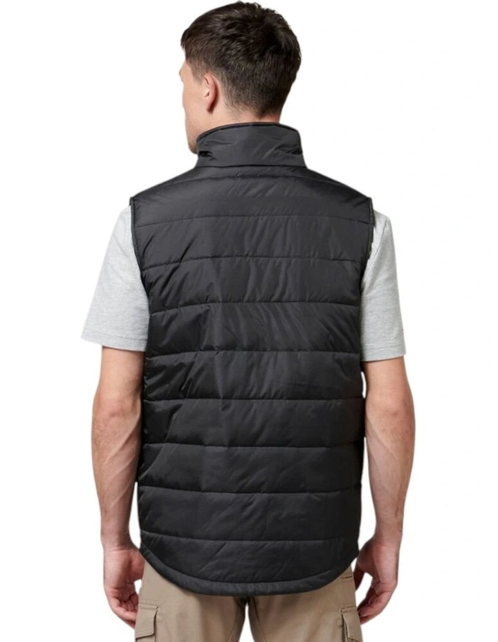 Mens Hard Yakka Puffa 2.0 Vest Waterproof Winter Zip Up in Black image 2