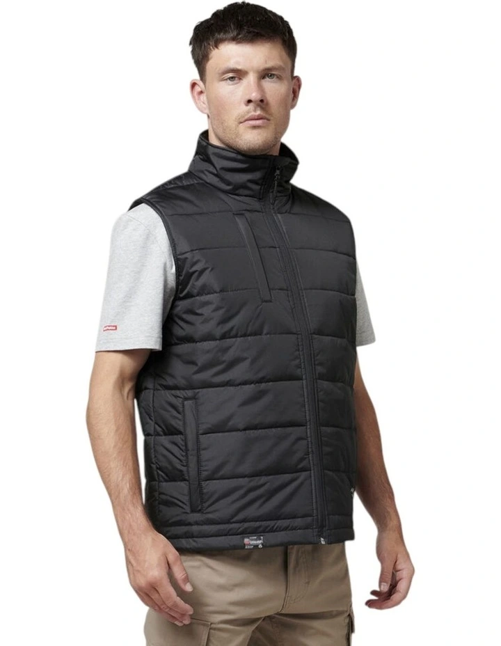 Mens Hard Yakka Puffa 2.0 Vest Waterproof Winter Zip Up in Black image 3
