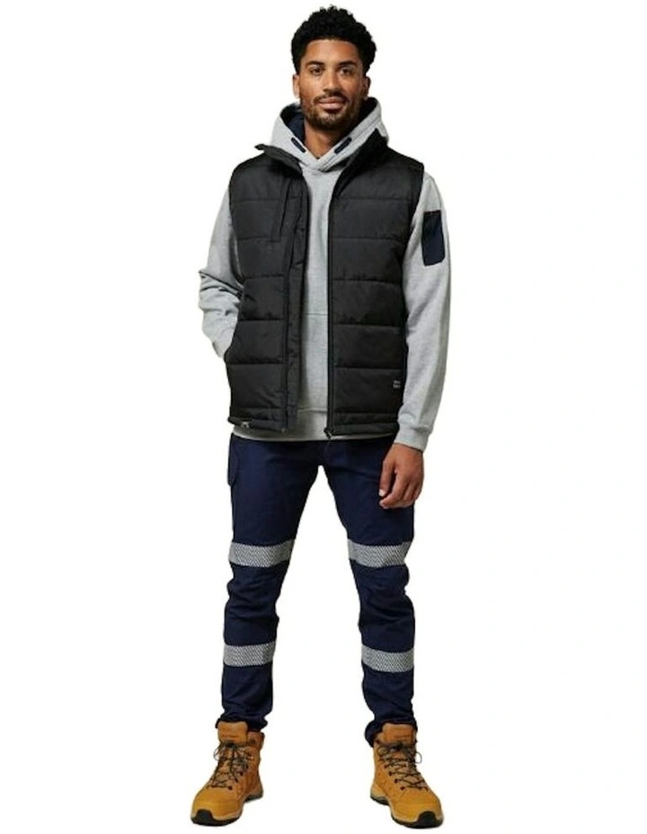 Mens Hard Yakka Puffa 2.0 Vest Waterproof Winter Zip Up in Black image 4