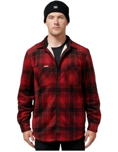 Legends Sherpa Fleece Jacket Shirt Camper in Red