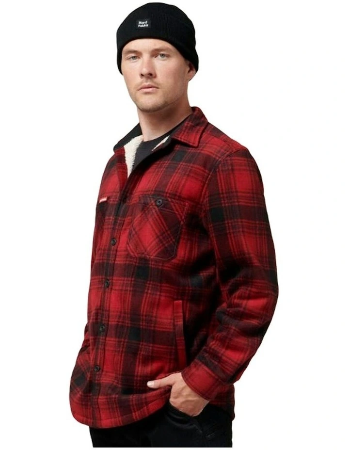Legends Sherpa Fleece Jacket Shirt Camper in Red image 3