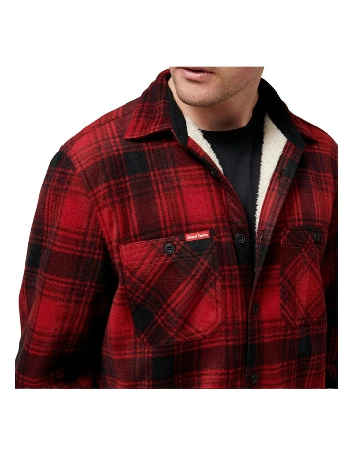 Legends Sherpa Fleece Jacket Shirt Camper in Red image 5