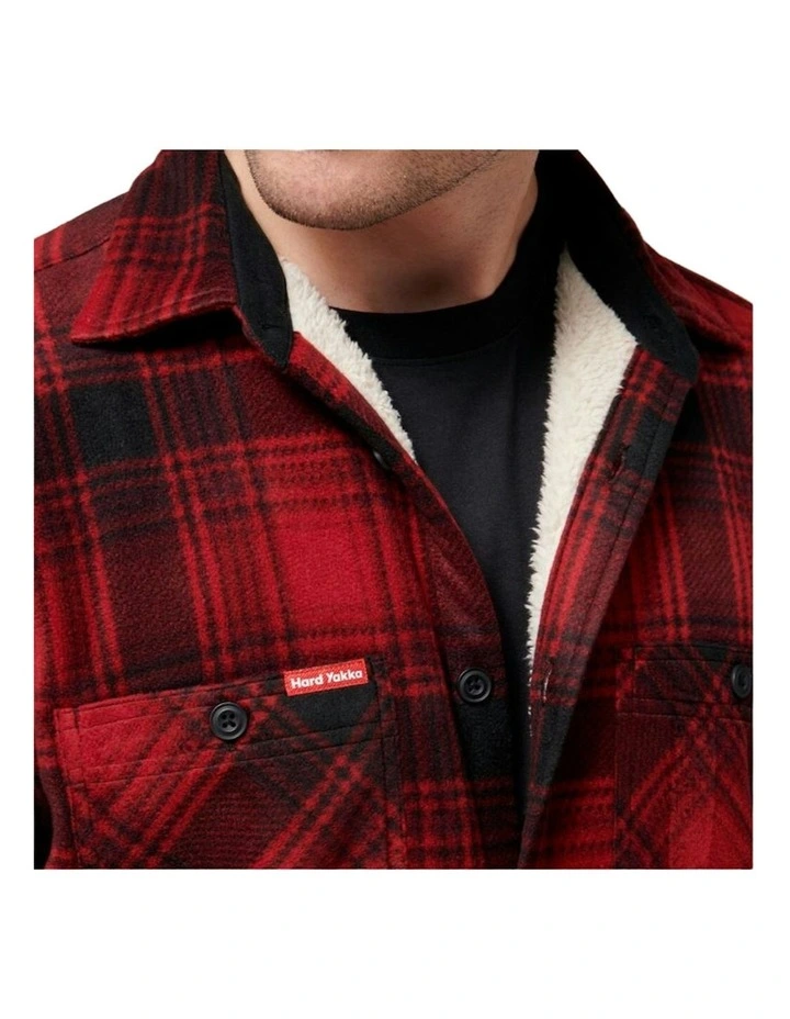 Legends Sherpa Fleece Jacket Shirt Camper in Red image 6